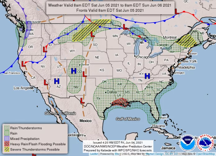 National Weather Service map June 5, 2021 - Hallmark Times