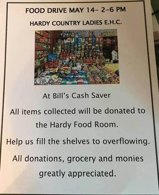 Food drive at Bill's Cash Saver May 14 Hallmark Times