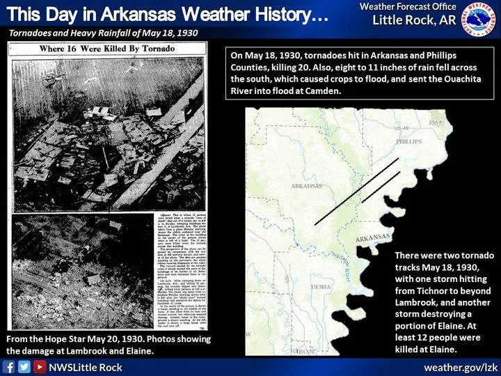 This Day in Arkansas Weather History May 18, 1930 Hallmark Times