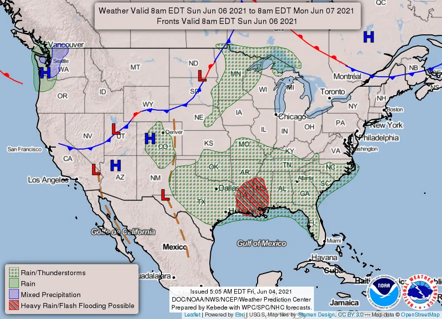 National Weather Service map June 6, 2021 Hallmark Times